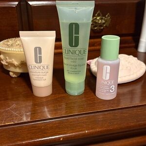 Clinique Skincare Trio with Green, Pink, and Beige